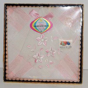 2 Fine Quality Ladies Handkerchiefs New in Package Full Size Fruit of the Loom